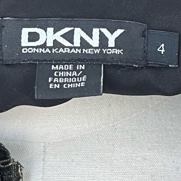 DKNY Metallic Lace Overlay V-Neck Dress With Sheer Sleeves - Picture 16 of 16